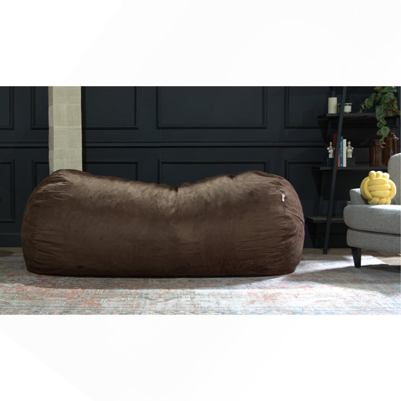 Jasper Traditional Cylindrical Suede Bean Bag, Brown, Brown Fabric