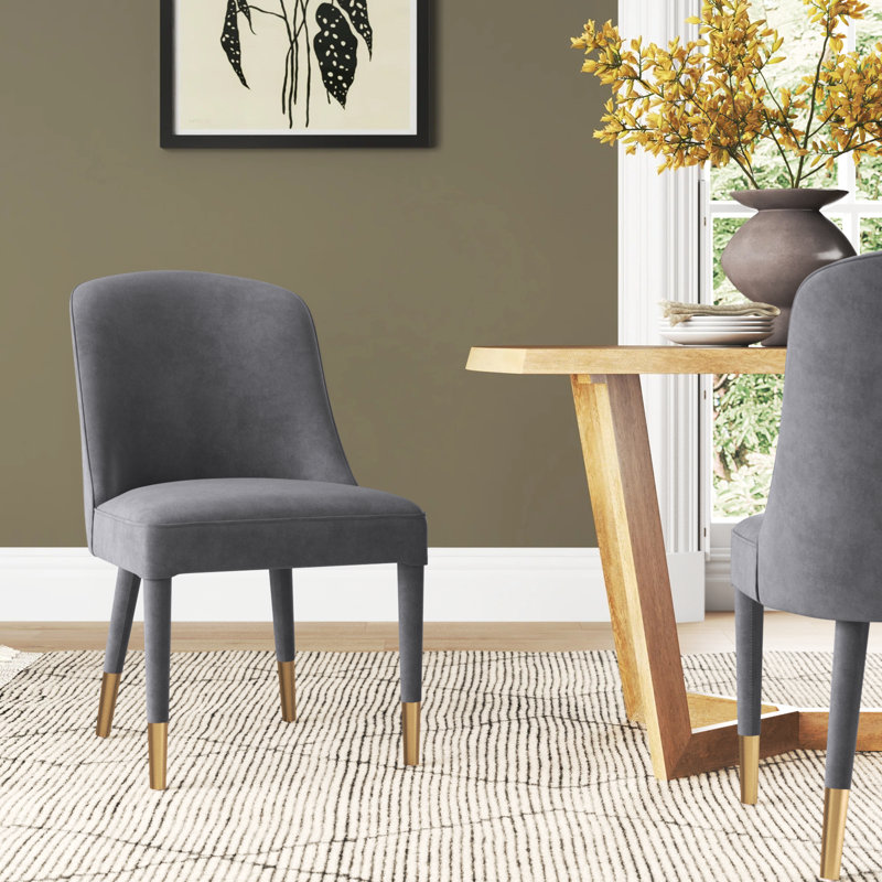 Belhaven 19'' H Velvet Upholstered Parsons Chair, Light Gray