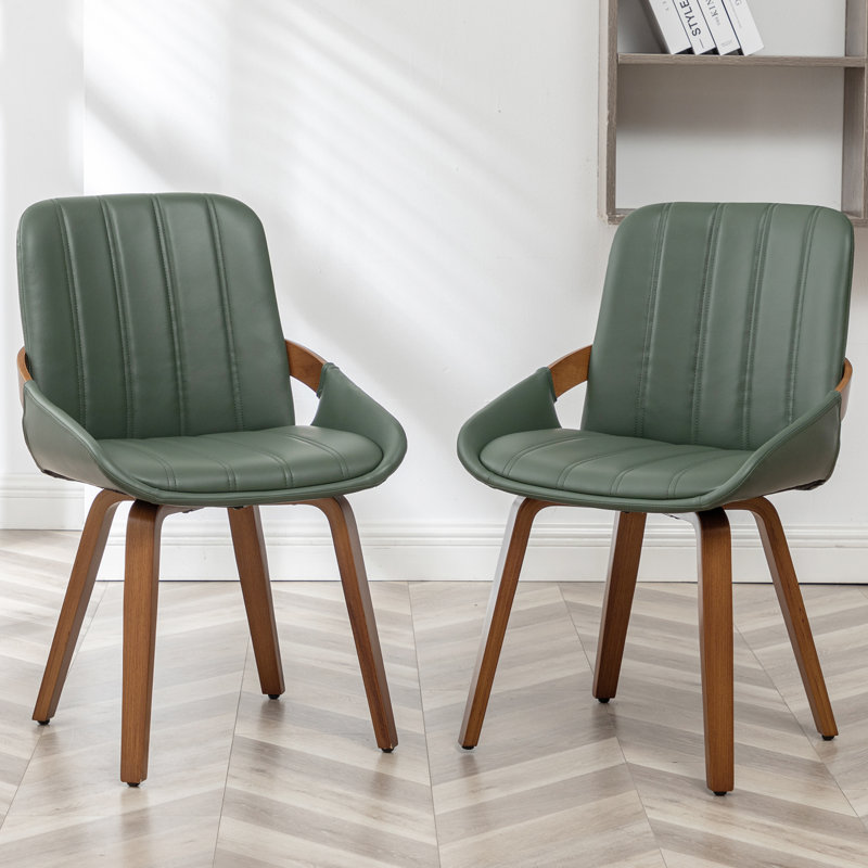 Chaise rembourrée en similicuir Kelham , Vert