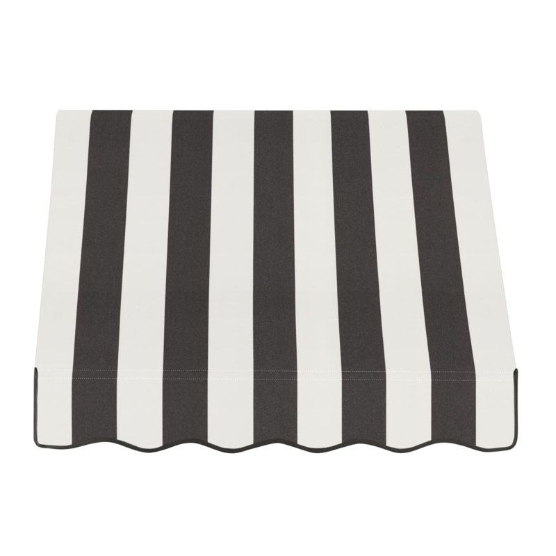 Auvent fixe en tissu acrylique rétro Awntech Dallas, H 16 po x l 40,5 po x P 30 po, Rayures noires et blanches