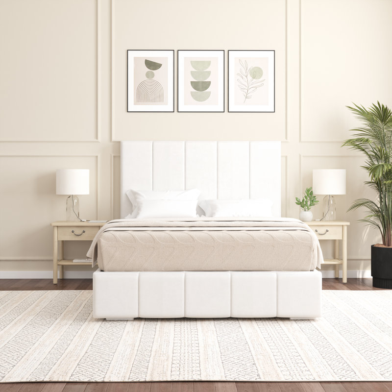 Edelmann Upholstered Bed, White, Super King (6')