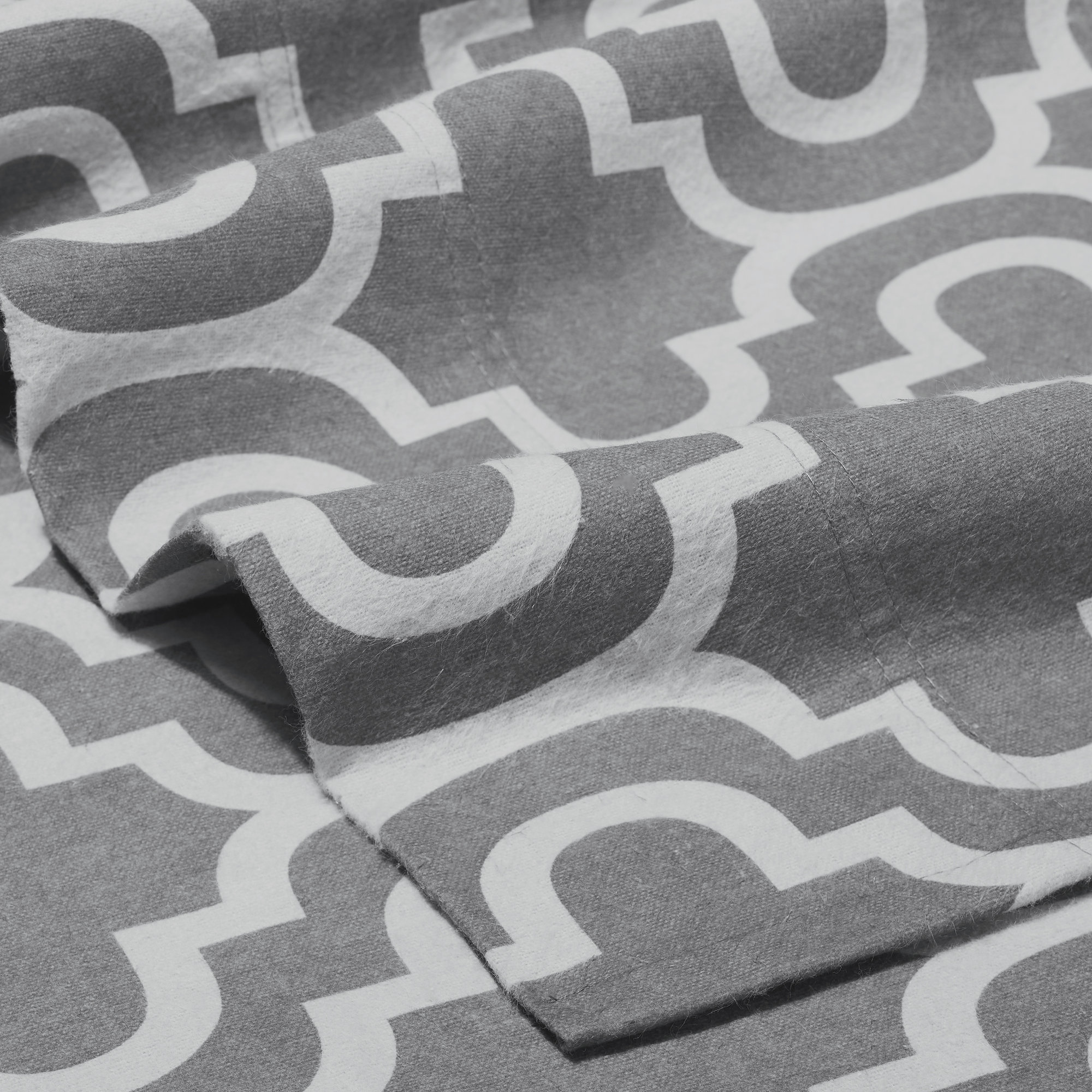 All Season Breathable Cotton Flannel Pillowcase Set, Gray Trellis, Standard