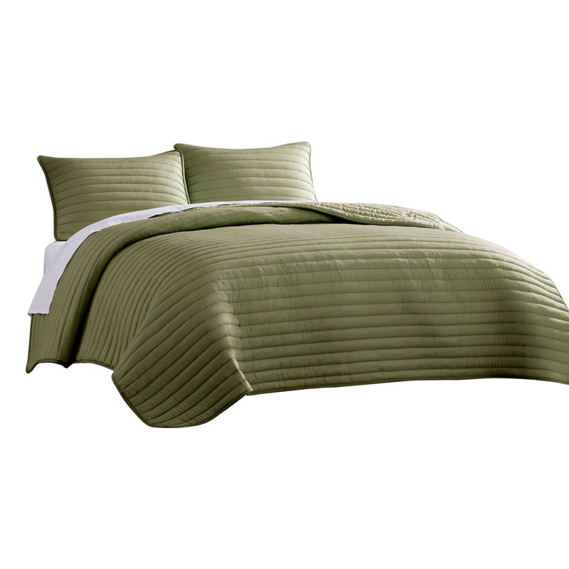 Ensemble d'édredon en microfibre , Édredon pour grand lit + 2 taies décoratives, Vert