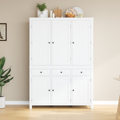 Briarton 74.8''H Shaker Style High Capacity Pantry Cabinet With Adjustable Shelves And Pull-Out Trays