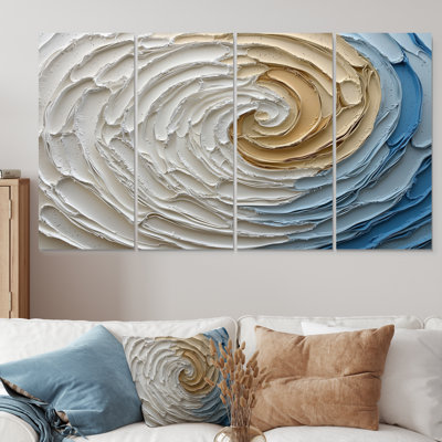Blue And White Spiraling Hearts II - Abstract Spirals Wall Art Print Set