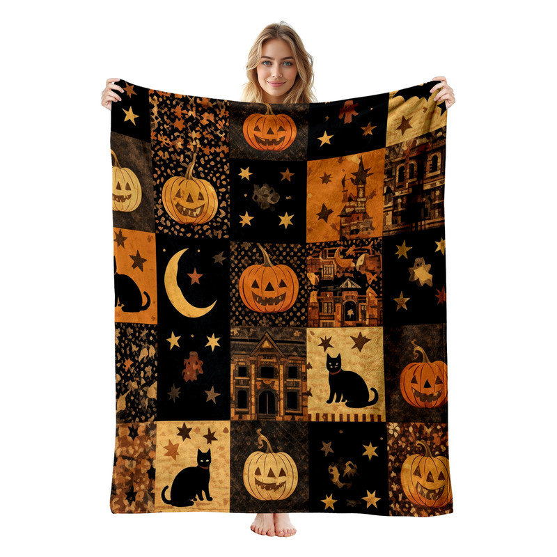 Jeté en flanelle JYK, Motif de feuilles matelassées