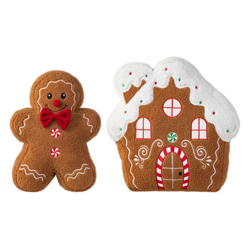 Ensemble de 2 coussins de Noël en pain d'épice et en pain d'épice
