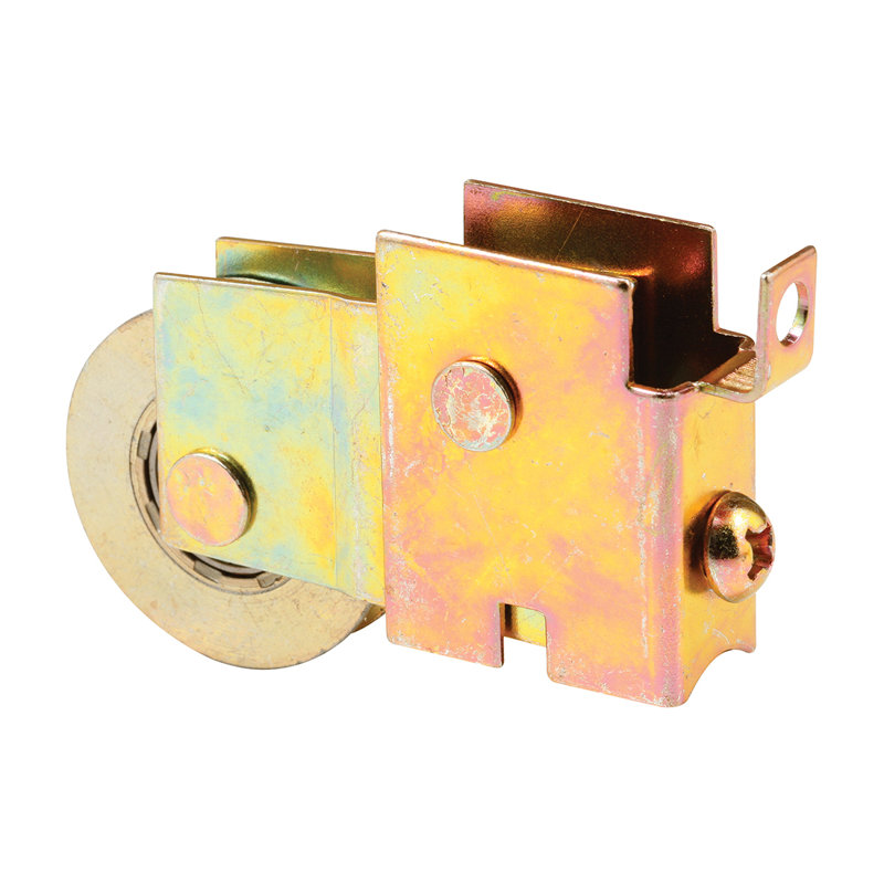 FHC D1772 Door Roller Assembly, Steel Material, 1-1/2" Roller Diameter, Ball Bearing, F-Tab Mounting Type, Rear Adjustability, Dichromate Finish