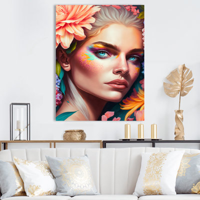 «Floral Sensual Woman Portrait VII», impression sur toile
