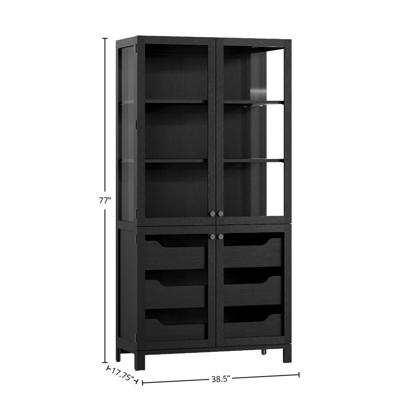 Laurie 77'' H x 38.5'' W Solid Wood Display Case, Aged Black