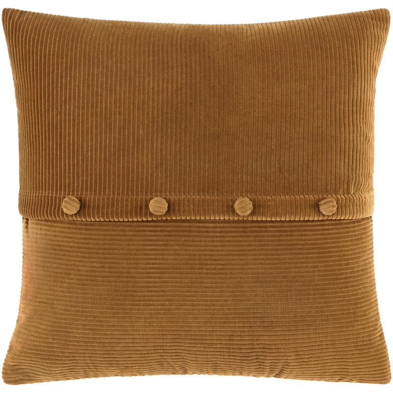 Corduroy Quarters  Accent Pillow Cover, Pillow Cover Only - No Insert, Brown, Square 22"