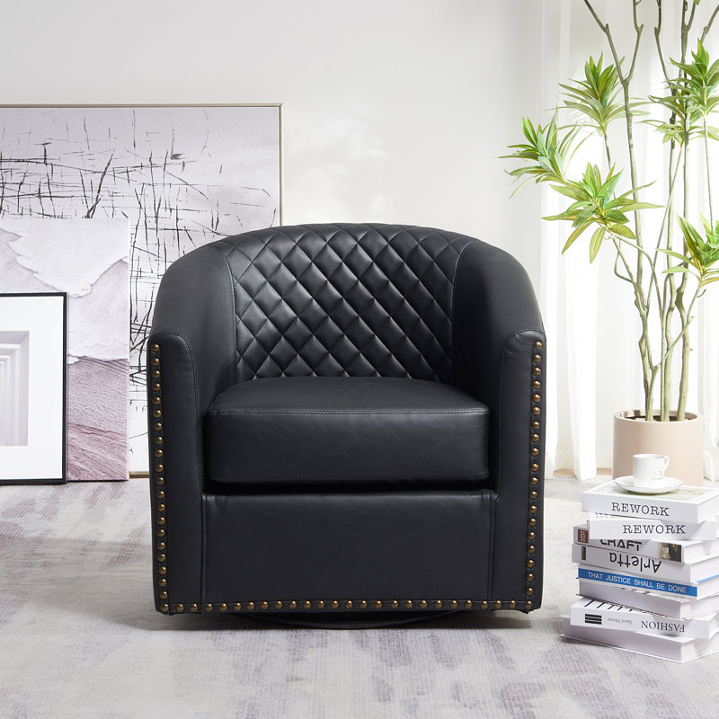 Black Leather Diamond Pattern Gold Club Chair Black Leather Diamond Pattern Gold Club Chair