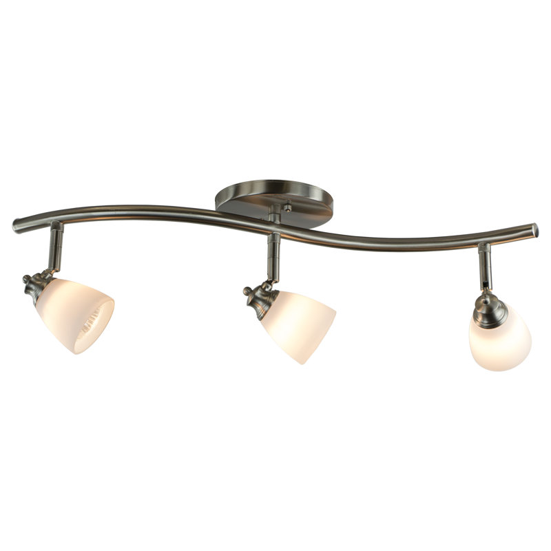 22.5'' 3 -Light Fixed Track Track Kit with Dimmable and Adjustable Head, Brushed Steel, White