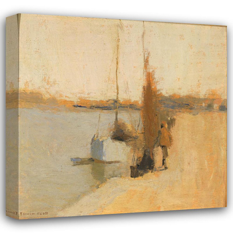 «Fishing Boat» par Frank Edwin Scott - Art mural sur toile tendue avec châssis, H 24 po x l 17 po