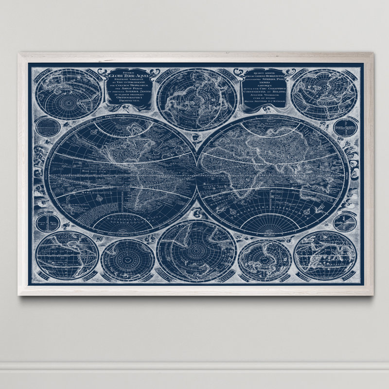 «World Globes Blueprint» par Paul Cezanne - Peinture encadrée, H 28 po x l 38 po x 1,25 po, Toile blanche encadrée