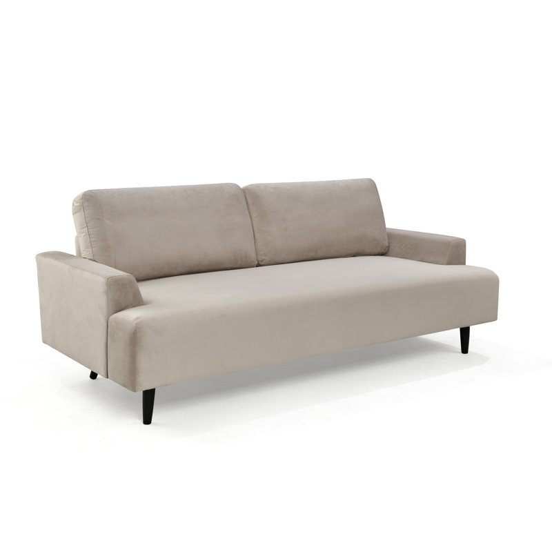 Akeam 3 Seater Velvet Sofa, Light Beige