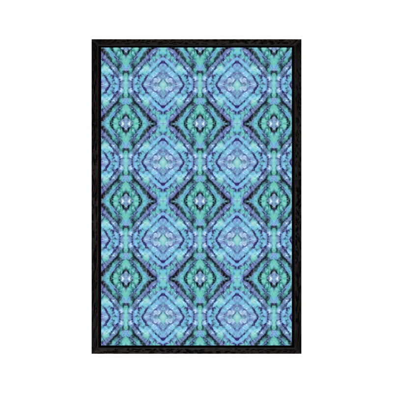 Shibori Boho Nomadic Mirrored - Print on Canvas, Black Framed, 66.04cm H x 45.72cm W x 3.81cm D