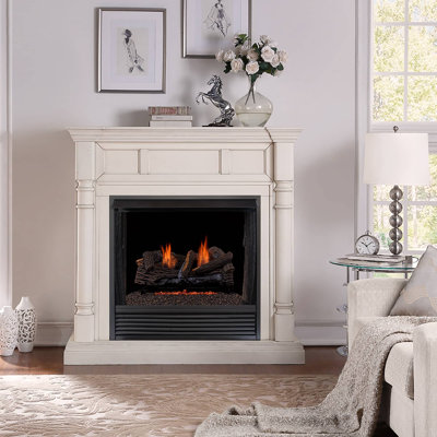Duluth Forge DLS-L24R-2, ensemble de bûches à gaz d'intérieur sans évent, châssis Ember: gaz propane FLR24 / 30-2-LP, contrôle à distance du thermostat et bûches à fibre: FVFLC24-2F, chêne empilé 24 po