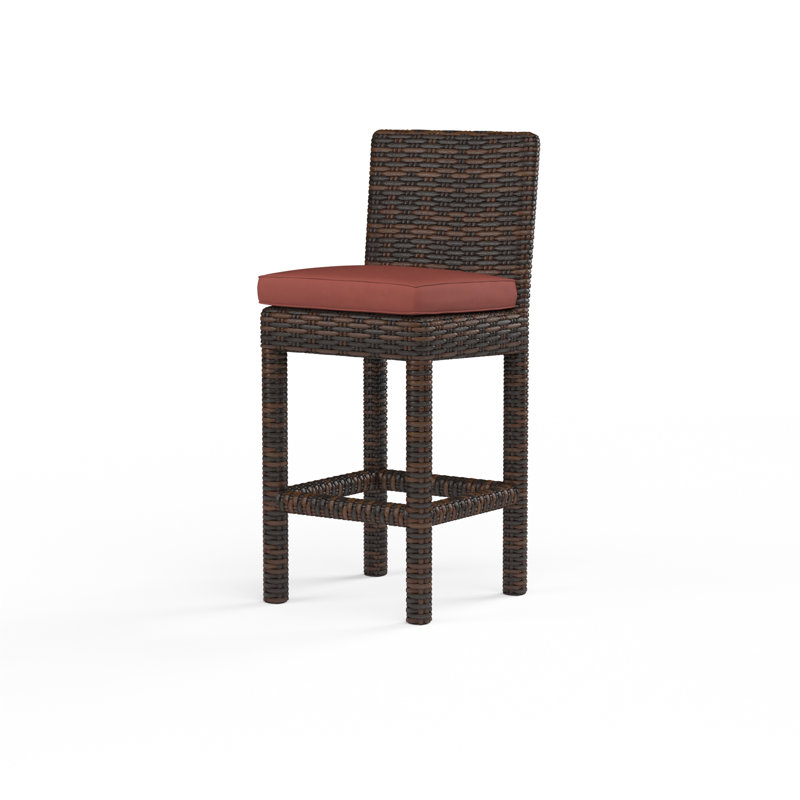 Tabouret avec coussin Nassau, Toile henné Sunbrella®, Tabouret de comptoir (siège d'une hauteur de 26 p, Cognac