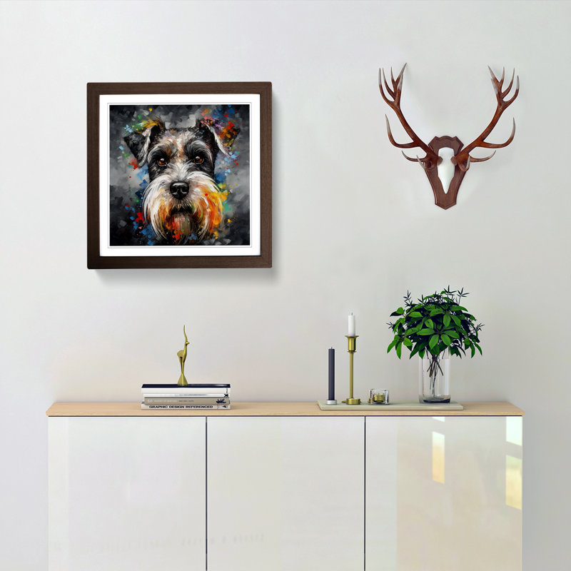 Schnauzer Expressionism - Framed Print, Walnut