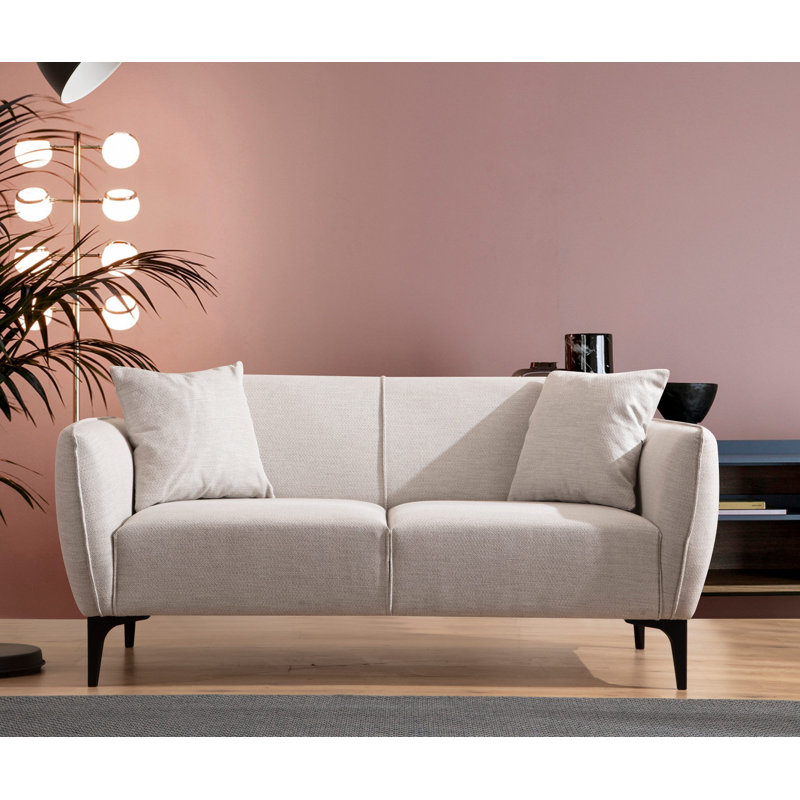Canapé recouvert, H 67 cm x l 160 cm x P 95 cm, 100% polyester blanc cassé