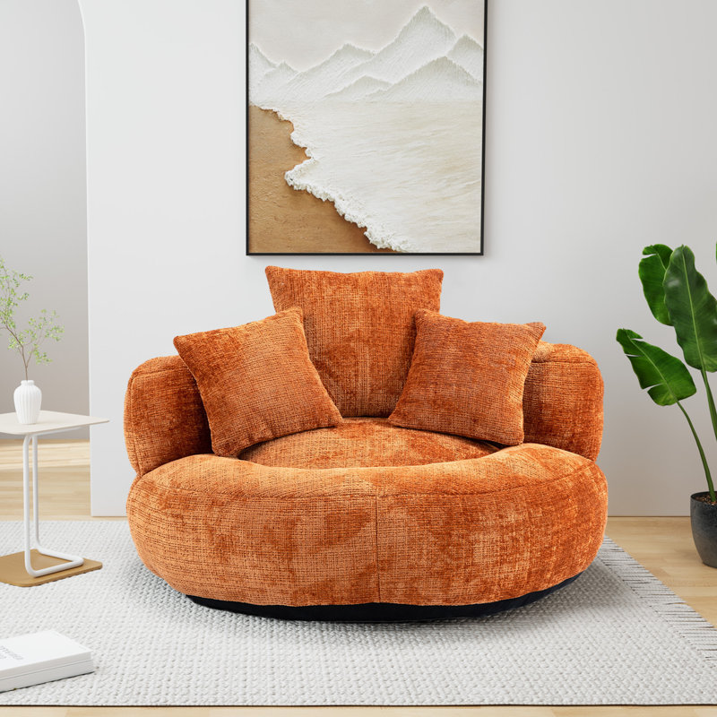 Fauteuil demi-tonneau à compression de 42,52 po Jaquarion, Chenille orange