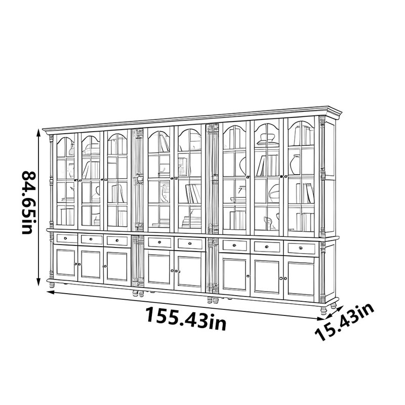 Minton, (18 Shelves) 84.65"H x 155.43"W x 15.43"D