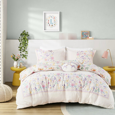 Housse de couette réversible à motif floral et jungle pour chambre double / grand