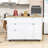 Nels 3-Piece Wooden Kitchen Island Set, Kitchen Island with Drop Leaf, Storage Cabinet and 2 Stools-2063413552
