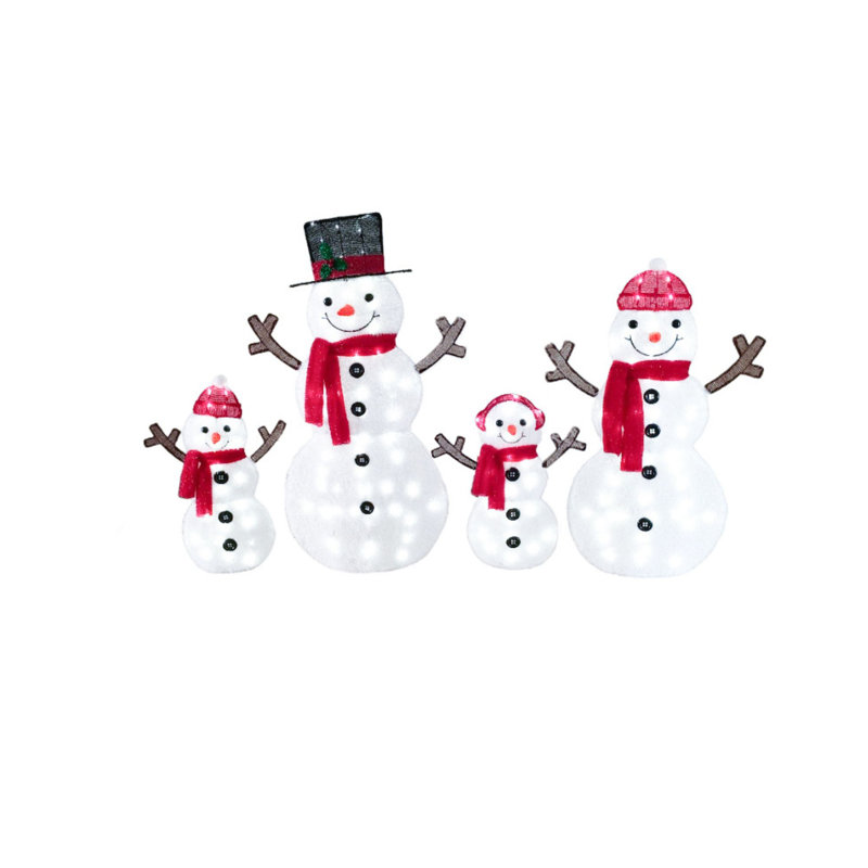 Ensemble de 4 pelouses de Noël à DEL pour famille des bonhommes de neige 