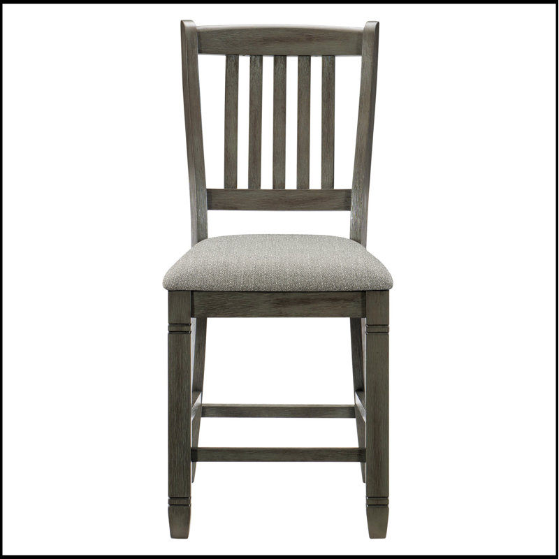 Ensemble de 2 chaises à hauteur de comptoir au fini gris antique de style classique avec sièges rembourrés confortables pour un repas élégant