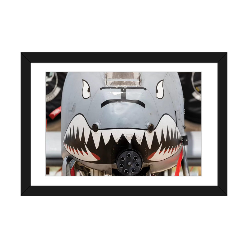 " Close-Up Of The GAU-8 Avenger Gun On An A-10 Thunderbolt II " by Rob Edgcumbe, 16" H x 24" W x 1" D, Black Framed Paper
