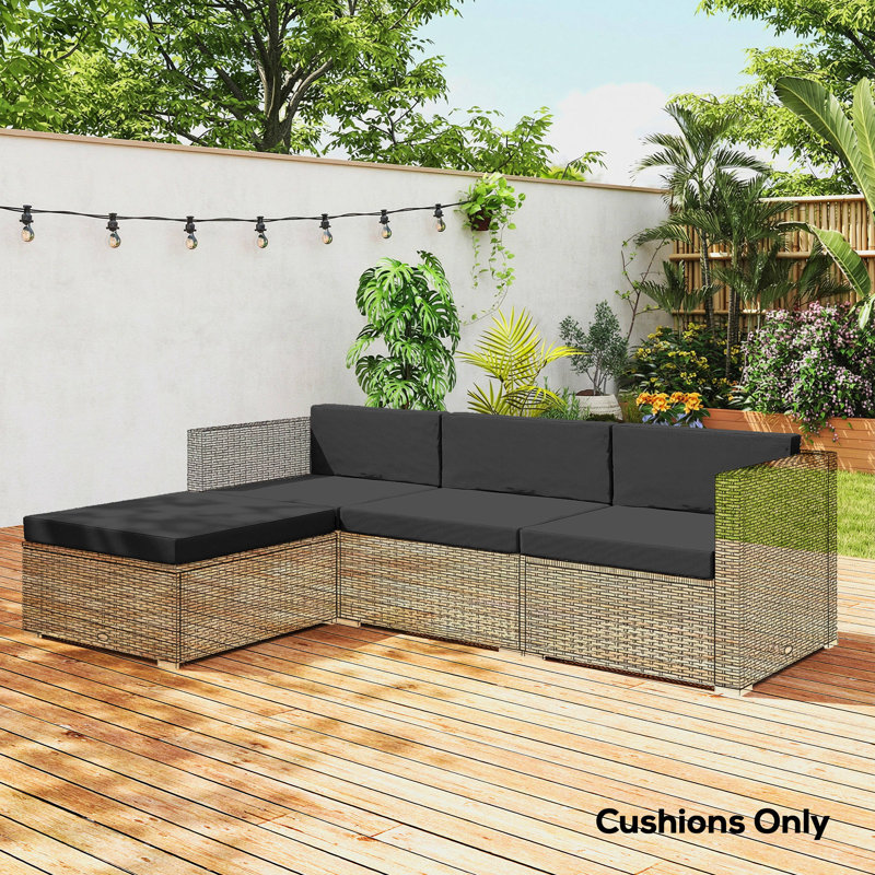 Outsunny 7-Piece Patio Furniture Cushions Water-Repellent, Black