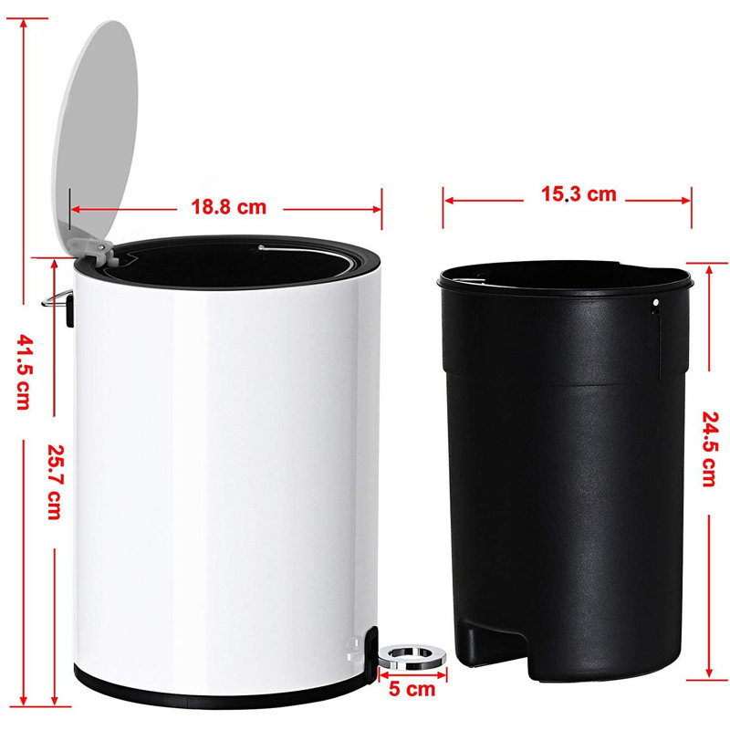 Guard Steel Step On Waste Bin - 3L, White