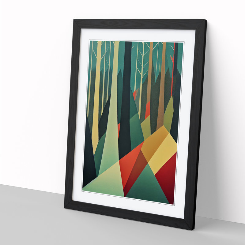 FRM-V0523-1005X Forest Mid Century Style Vol.2 - Picture Frame Print, 34cm H x 25cm W x 2cm D, Oak Framed