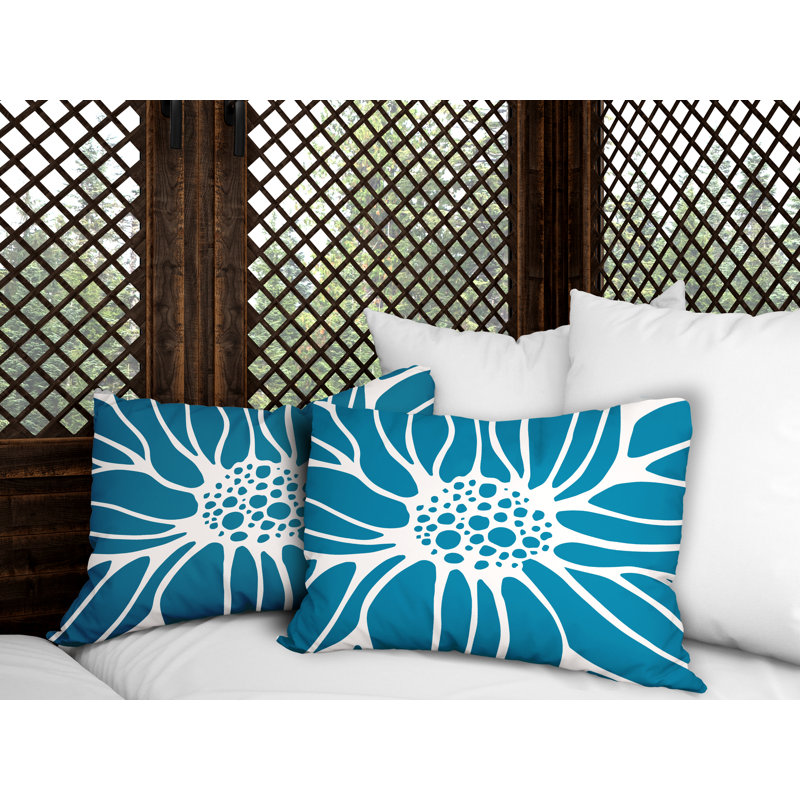 Polyester / Mélange de polyester Housse de coussin rectangulaire intérieure / extérieure lombaire et insert, Turquoise