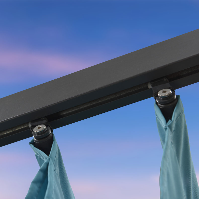 Aluminum Pergola with Canopy, Blue, 8' H x 13' W x 9'5" D 