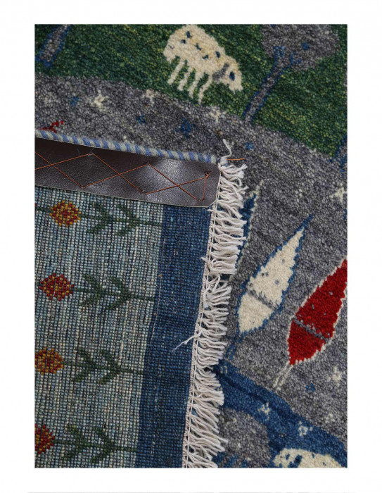 Gabbeh persan noué à la main de couleur bleue 2 pi x 3 pi