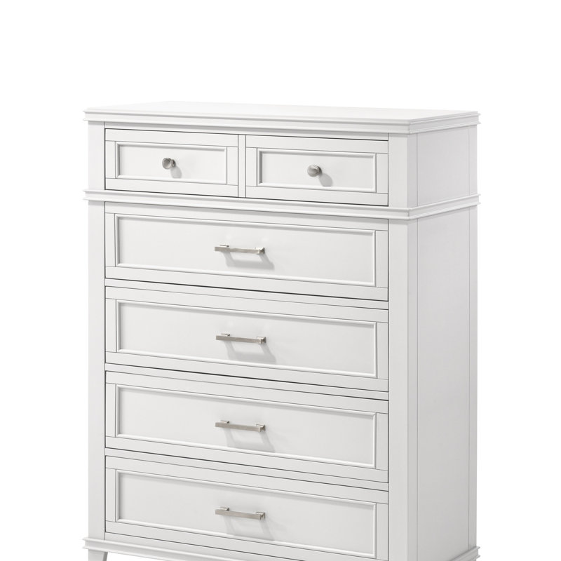 Commode 5 tiroirs, commode moderne (Commode), Blanc