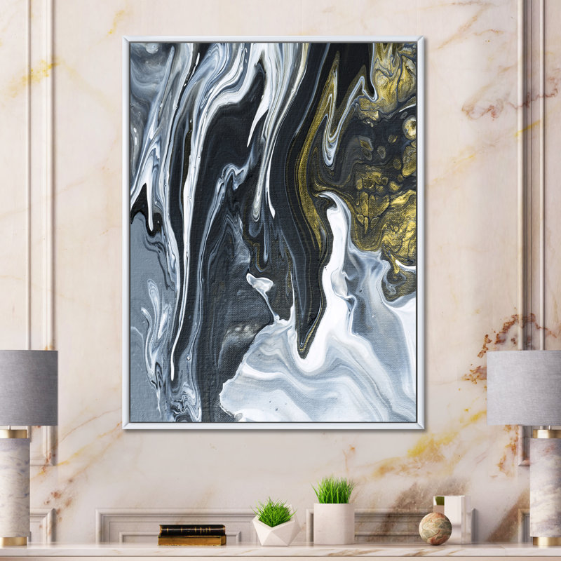 «Yellow Marble River», impression sur toile, H 32 po x l 16 po, Cadre flottant blanc