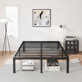 Roseann 18'' Heavy Duty Steel Platform Bed Frame with Round Corners, No Box Spring Needed, Noise Free