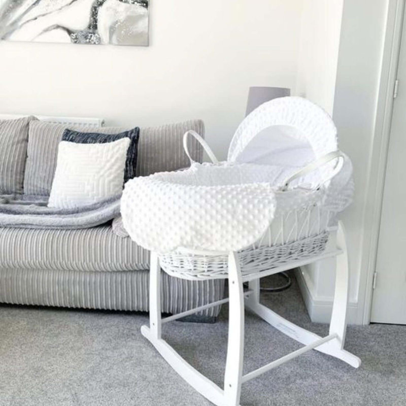 Dimple Wicker Moses Basket, White
