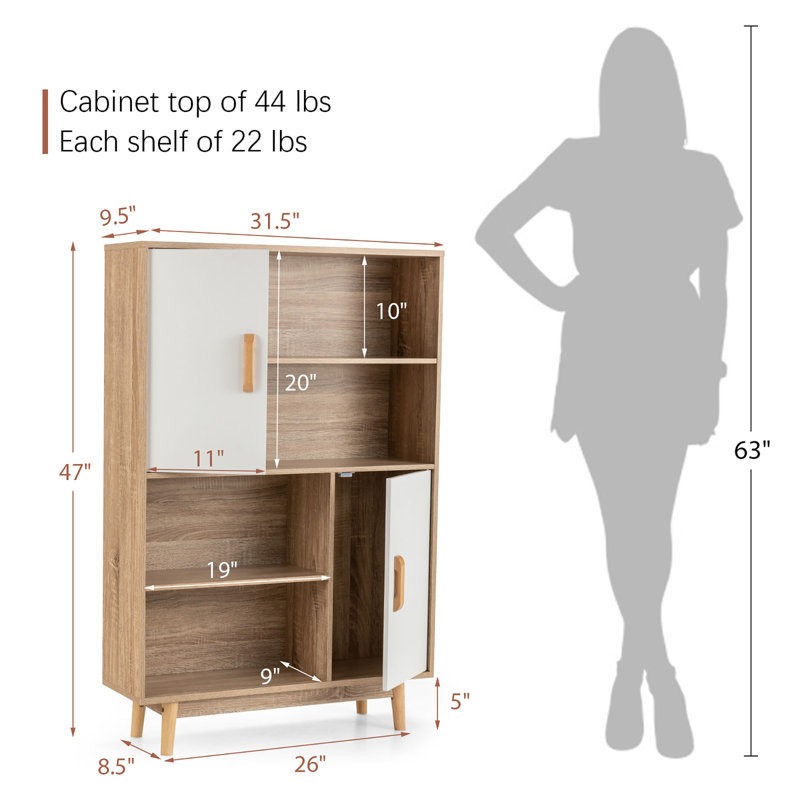 Armoire de rangement avec bibliothèque Audren, Blanc / brun