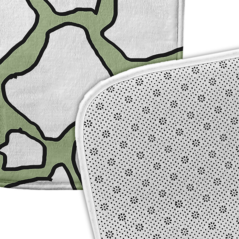 Tapis de bain Petal Lines, L 17 po x L 24 po, Vert/blanc