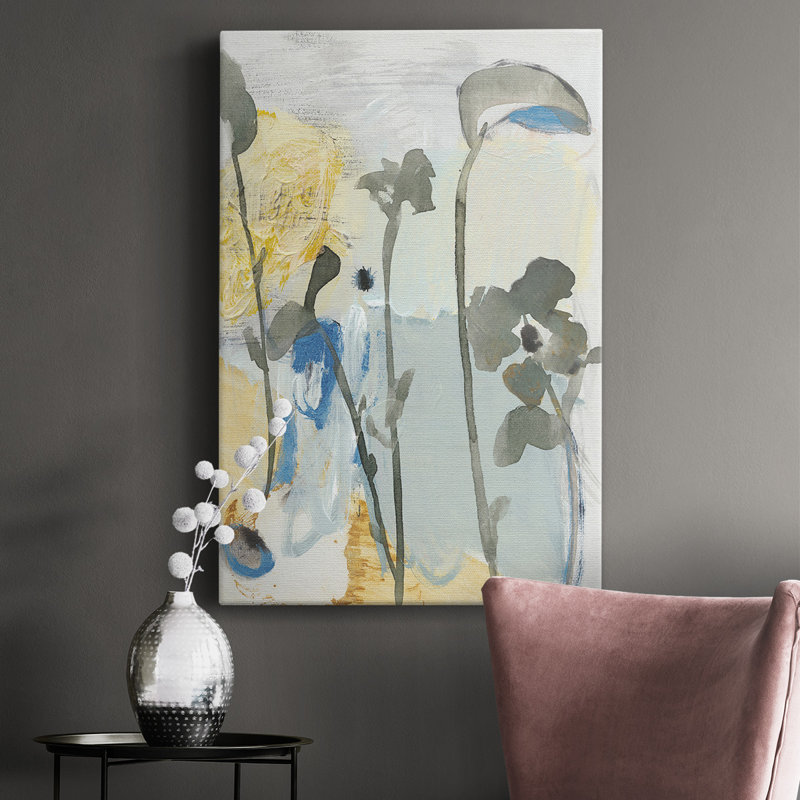 Moody Floral I - peinture sur toile tendue, H 18 po x l 12 po x P 1 po