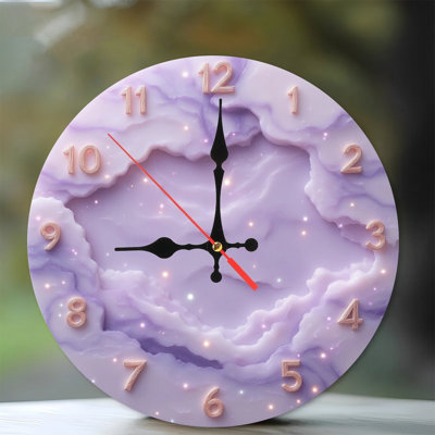 Rose Gold Numbers Purple Cloud Clock