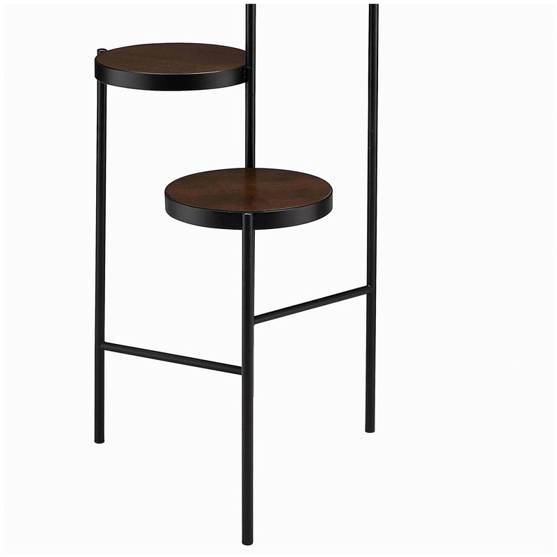 Support pour plante pliable à 3 niveaux noir et noyer