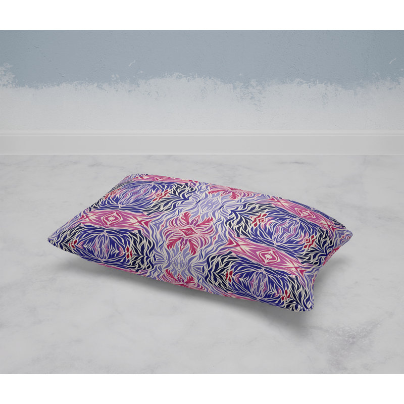 Leafy Whirl  Rectangular Throw Pillow, Blue/Pink
