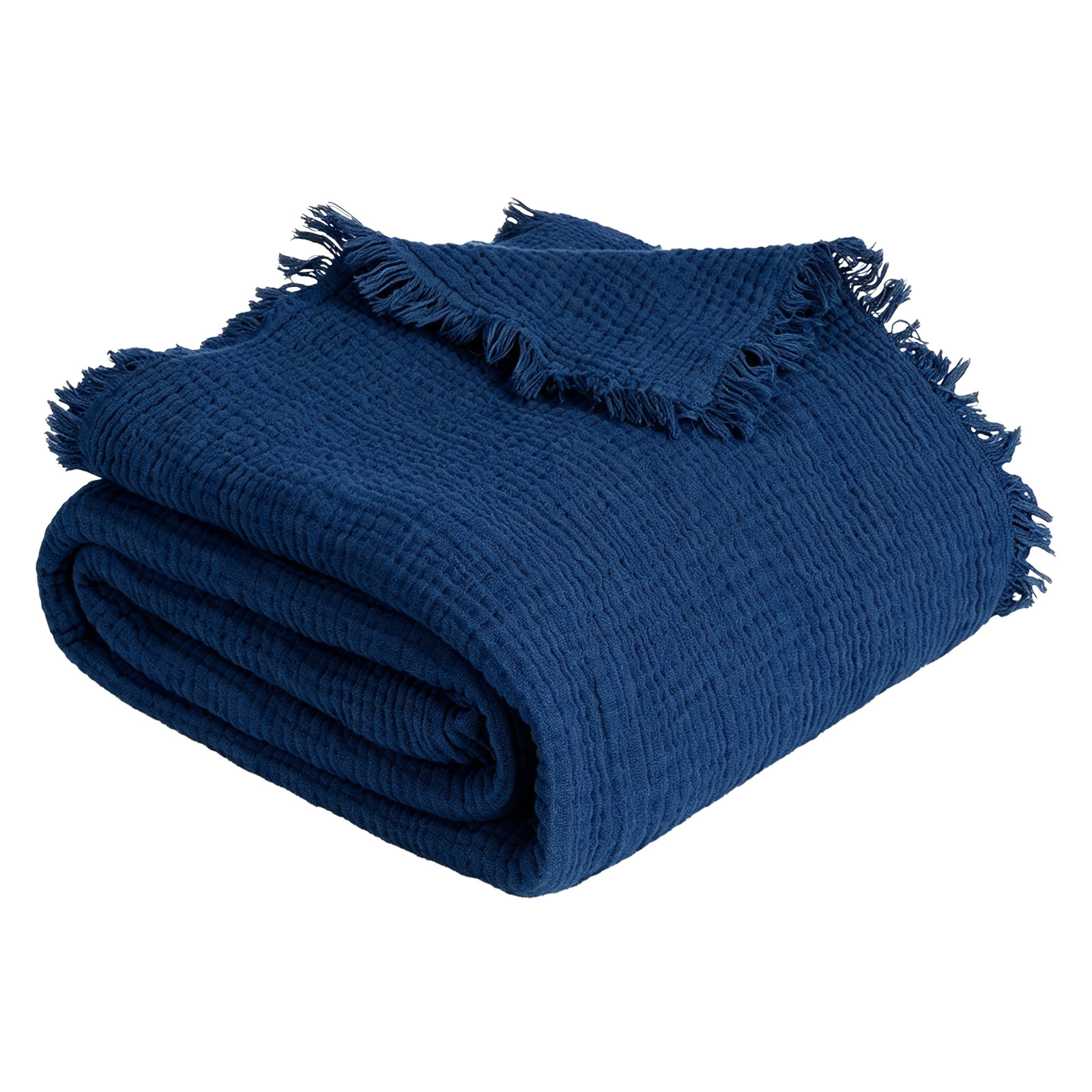 Plain Weave / Muslin Throw Blanket, Navy