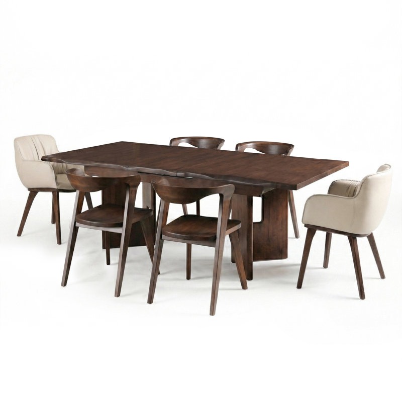 Rozella 7-Piece Solid Wood Extendable Dining Table Set